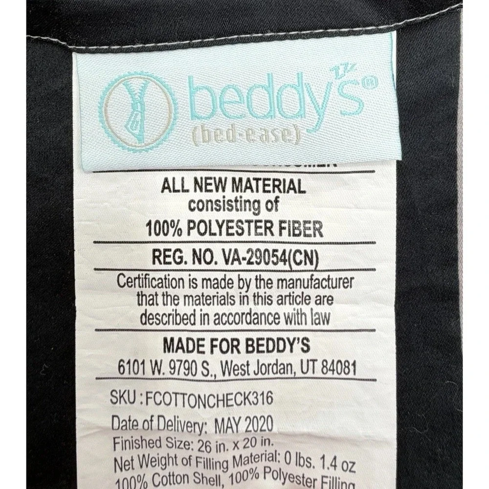 Beddy's Pillow Sham All Checked Out Black White Gray Check Pattern Discontinued